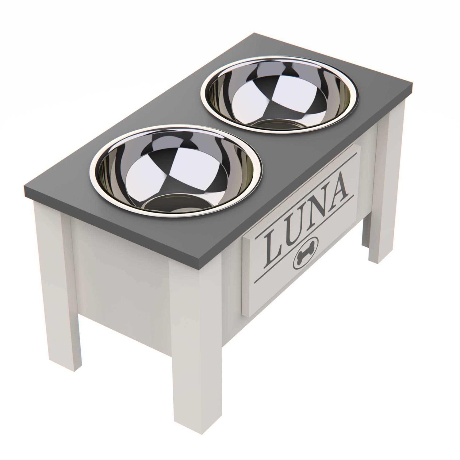Groovethiswoodshop Personalized Elevated Dog Bowl Stand with Internal Storage - Healthber