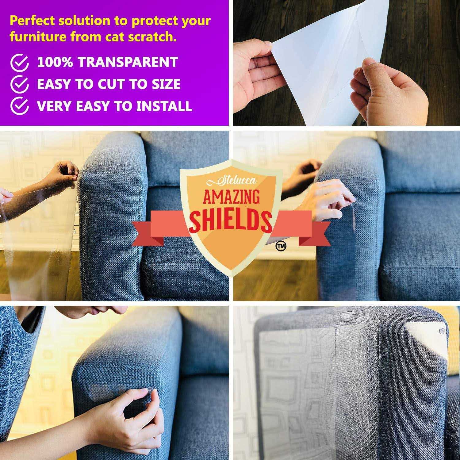 Stelucca Amazing Shields Cat Scratch Deterrent 6-Pack, 17-inch x 12-inch Furniture Protectors from Cats for Couch - Healthber