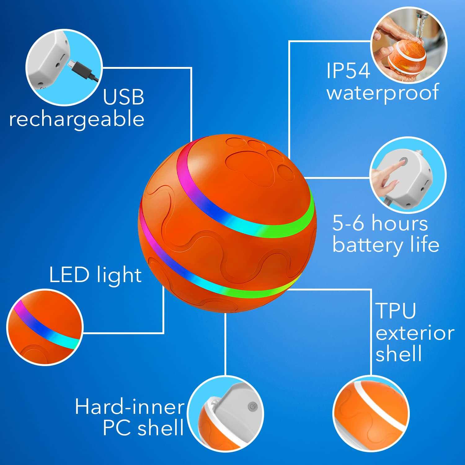 CSD Interactive Dog Toy Ball with Remote Control Active Rolling Ball for Dogs,Aggressive Chewers Toy,Wicked Ball for Small Medium Large Dogs - Healthber