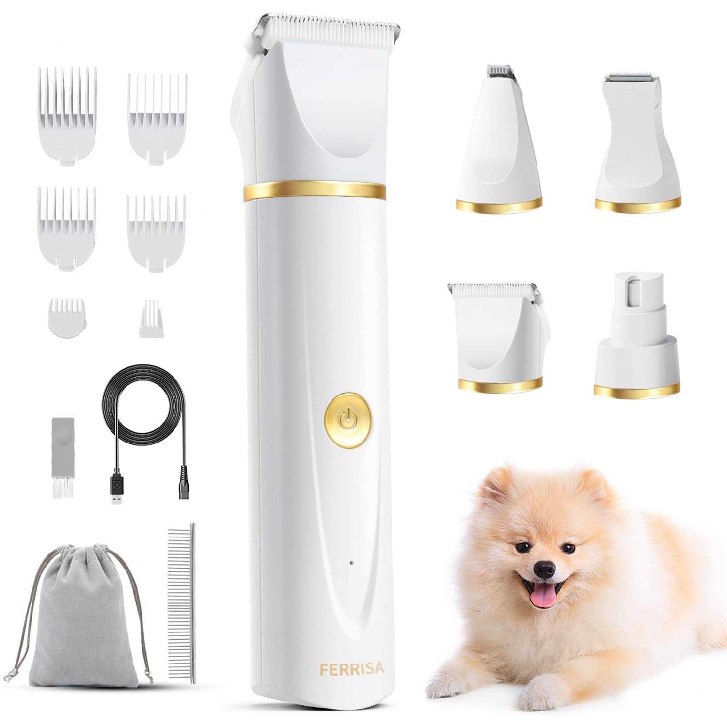 FERRISA Dog Clippers for Grooming Small Dog Clipper Dog Grooming Kit with 4 Blade Heads - Healthber