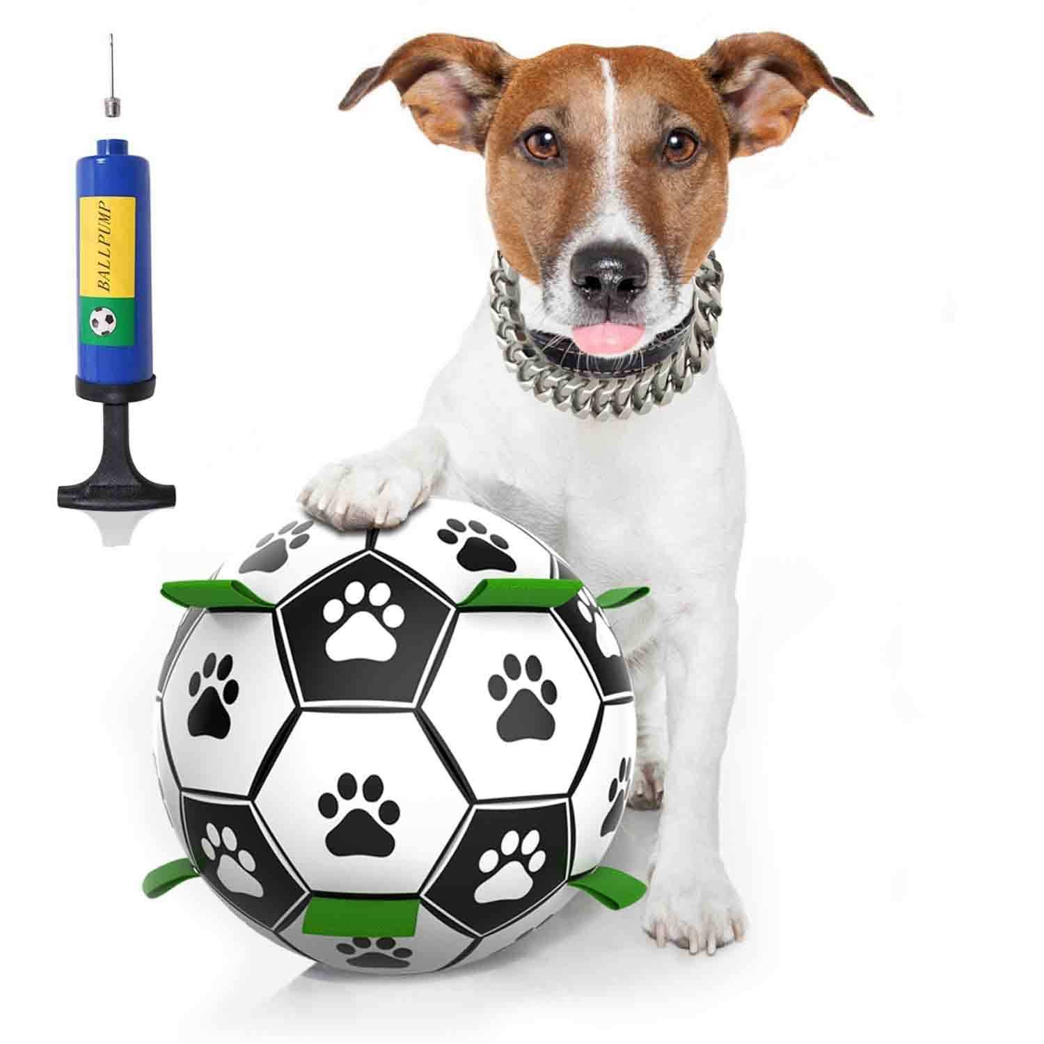 Canmilar Dog Toys Soccer Ball with Straps Interactive Dog Toys for Tug of War - Healthber