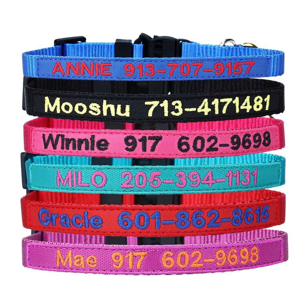 Personalized Nylon Cat Collar Break Away with Bell - Healthber