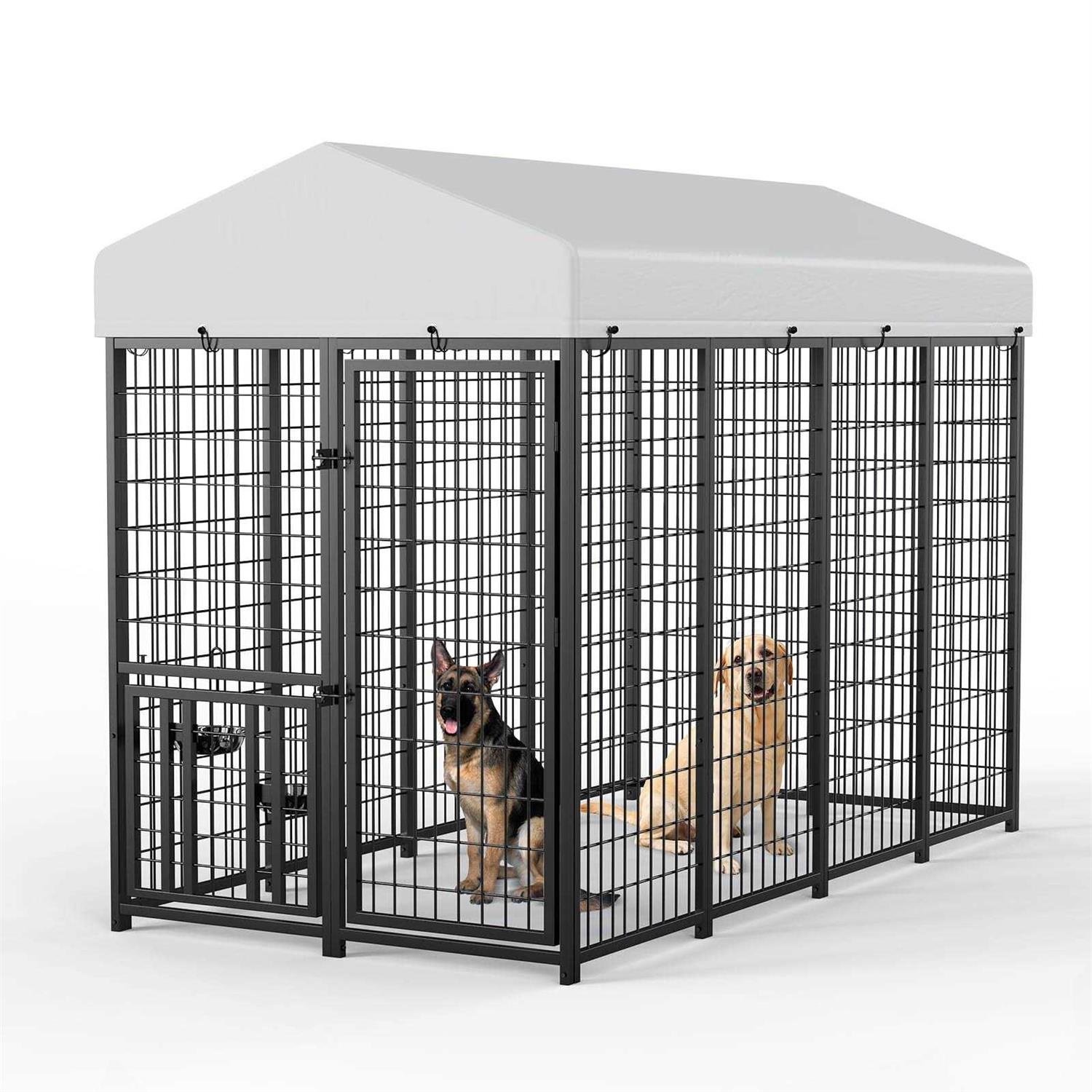 ROOMTEC Large Dog Kennel Outdoor Pet Pens Dogs Run Enclosure Animal Hutch Metal Coop Fence - Healthber