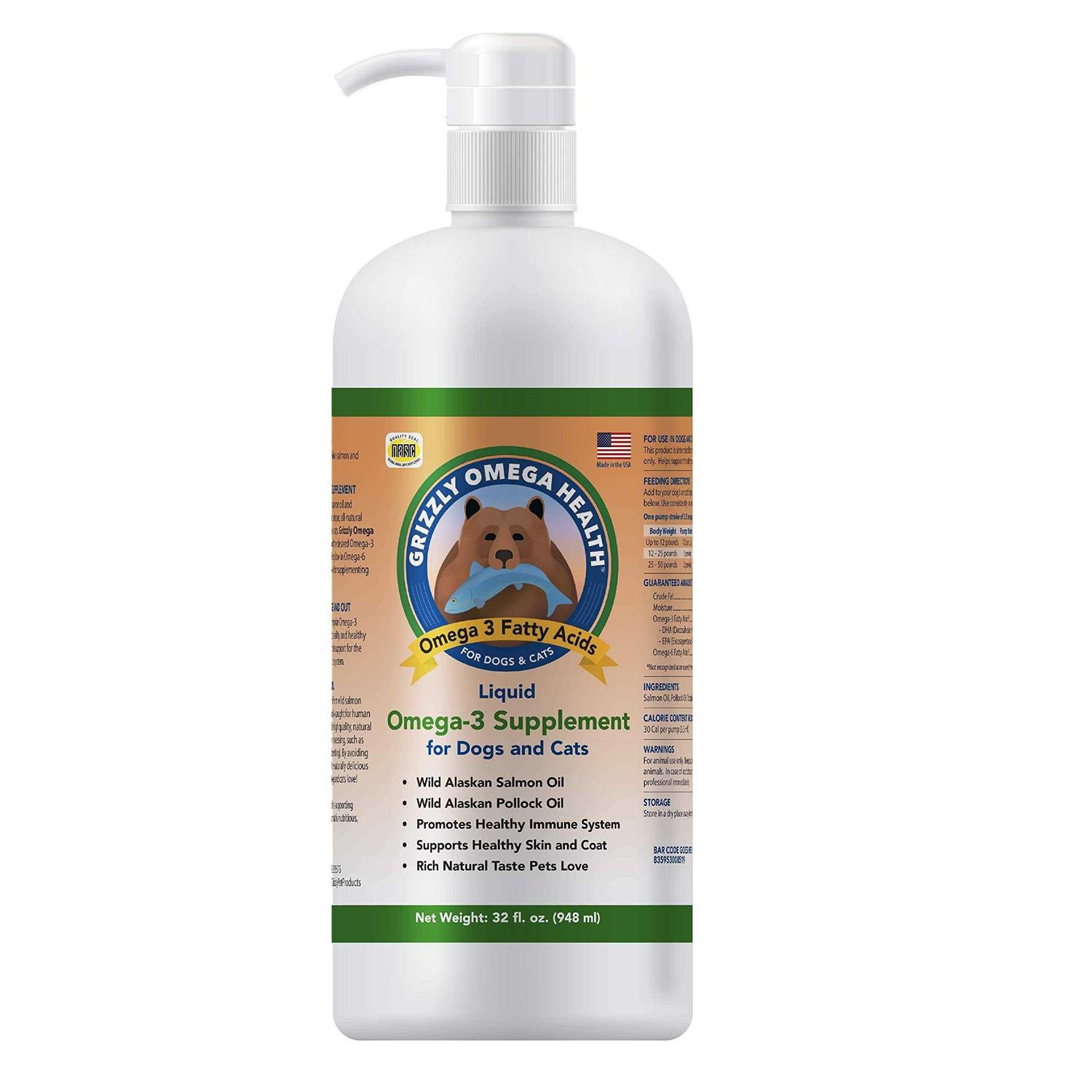 Grizzly Omega Health Liquid Omega-3 Supplement for Dogs - Healthber