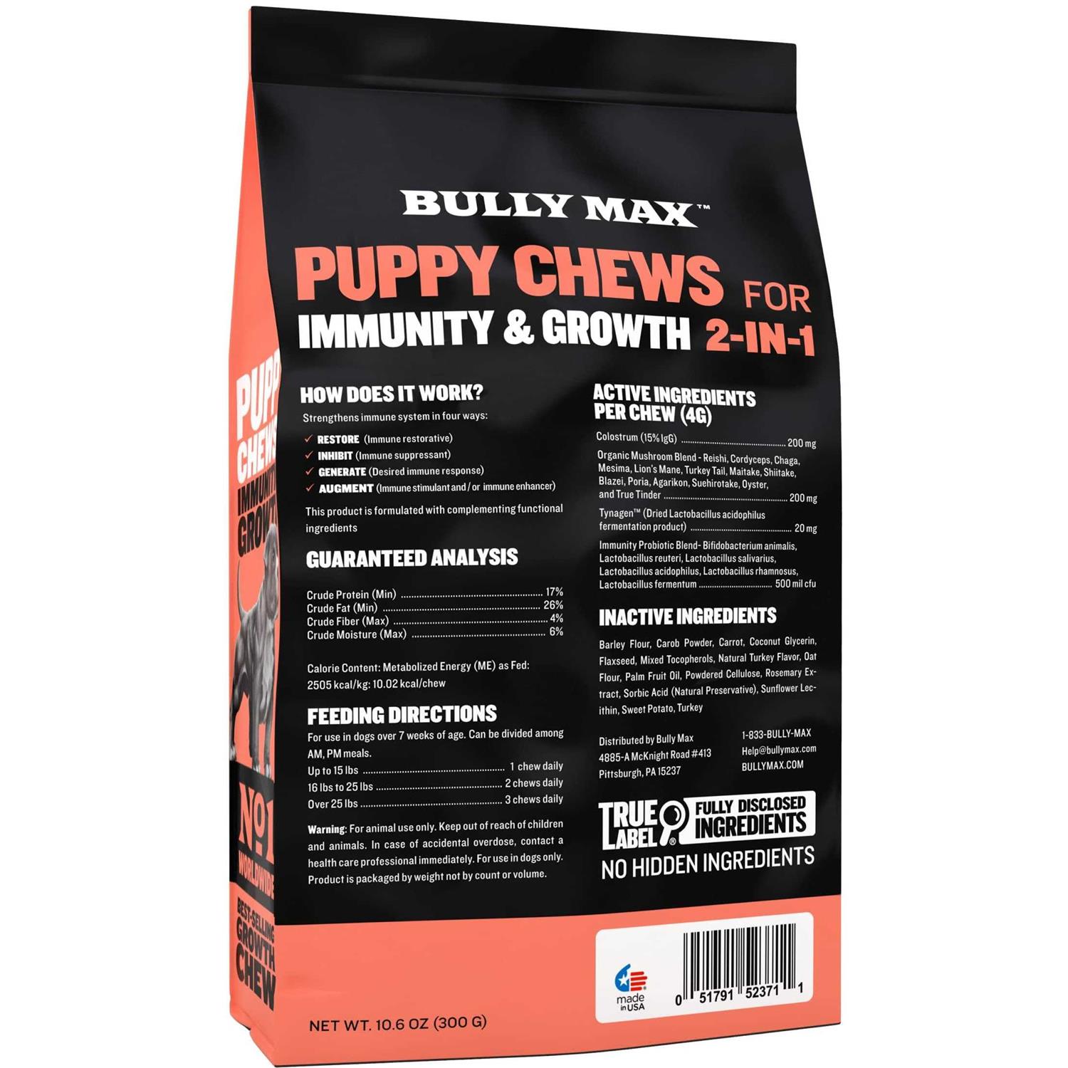 Bully Max 2-in-1 Puppy Chews for Immunity and Growth - Healthber