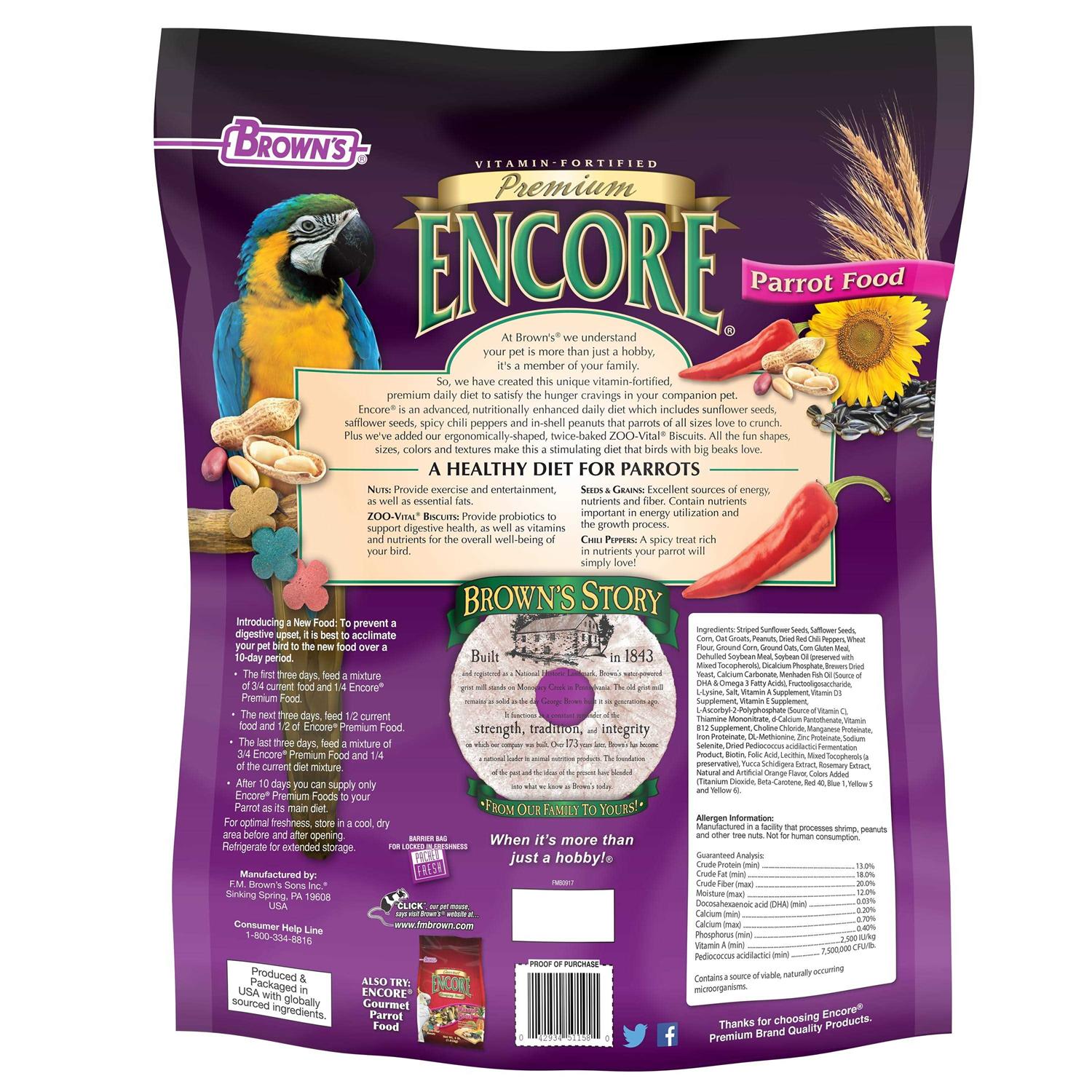 Brown’s Encore Premium Parrot Food - Healthber