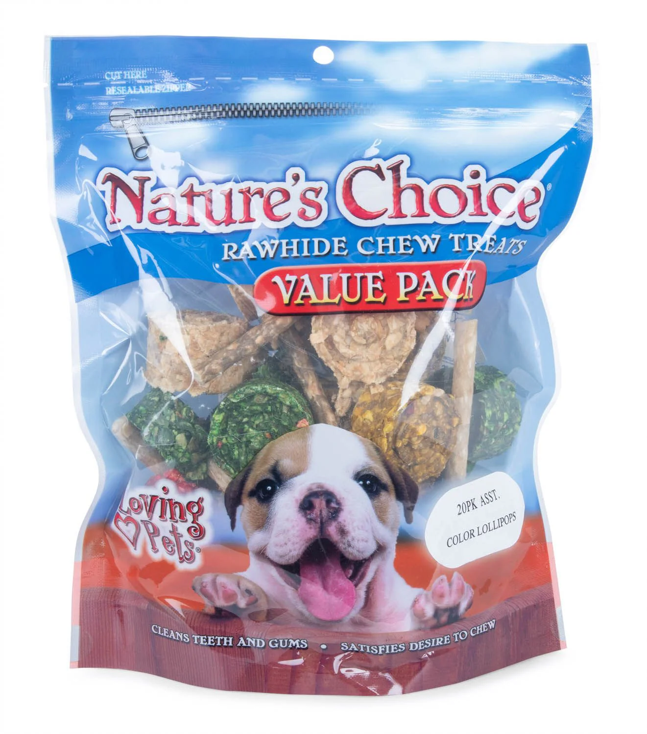 Nature's Choice Natural Rawhide Lollipop, Assorted Colors, 20 pk - Healthber