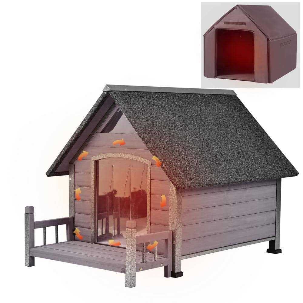 aivituvin Insulated Large Dog House with Liner Inside Iron Frame AIR81-IN - Healthber