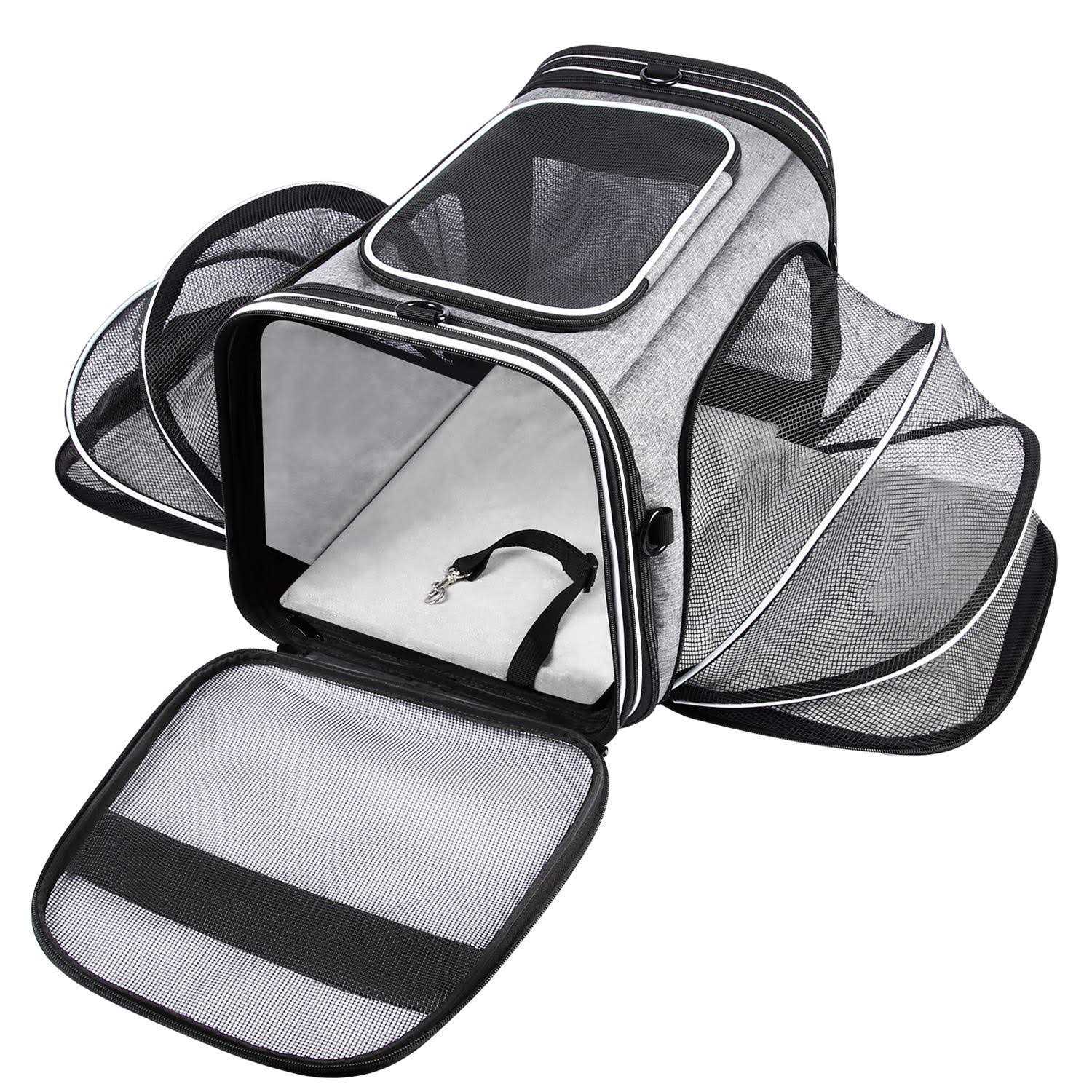 MASKEYON TSA Airline Approved Soft Sided Pet Carrier 4 Expandable Large Travel Carrier Collapsible with 3 Removable Washable - Healthber