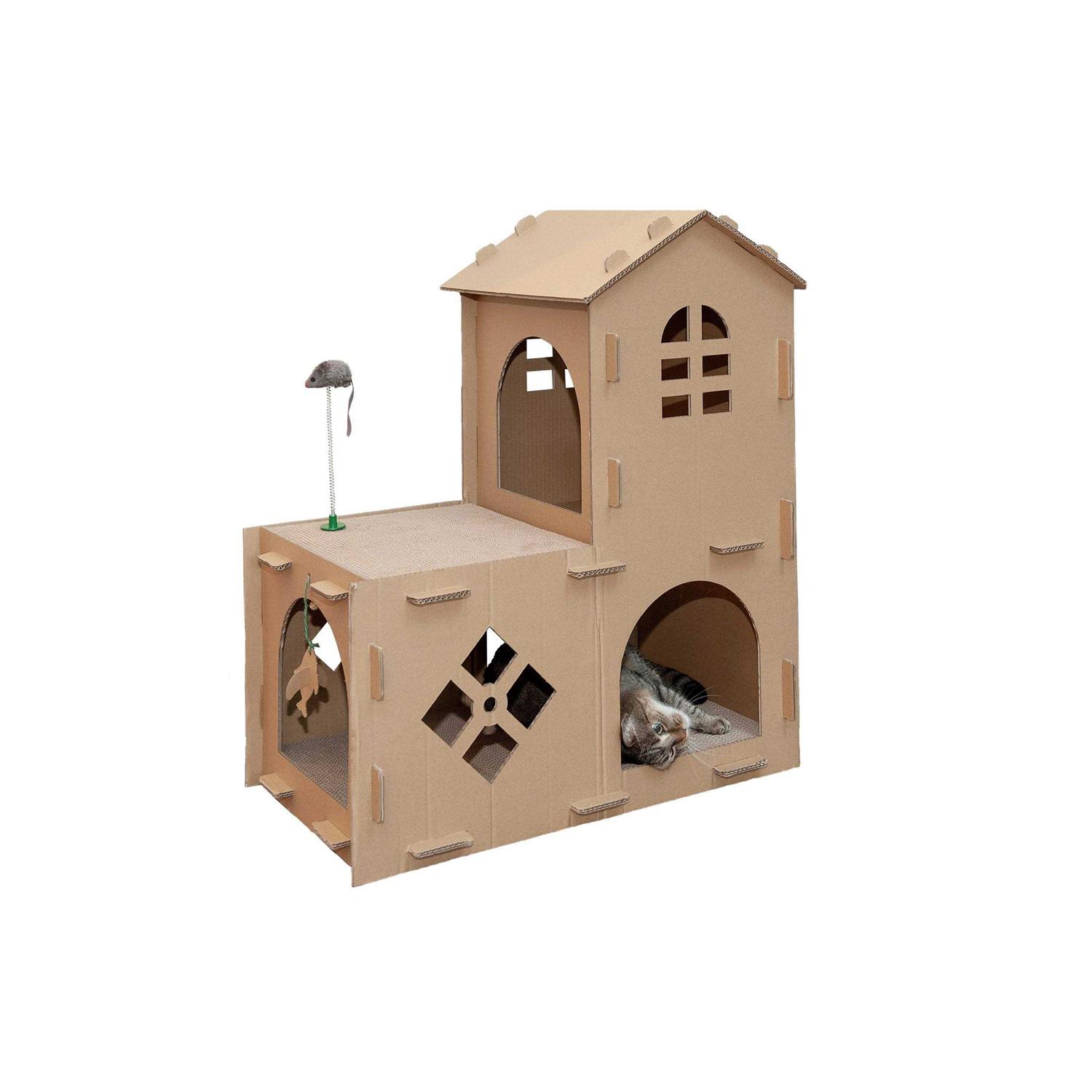 FurHaven Corrugated Cat Scratcher House with Catnip - Healthber