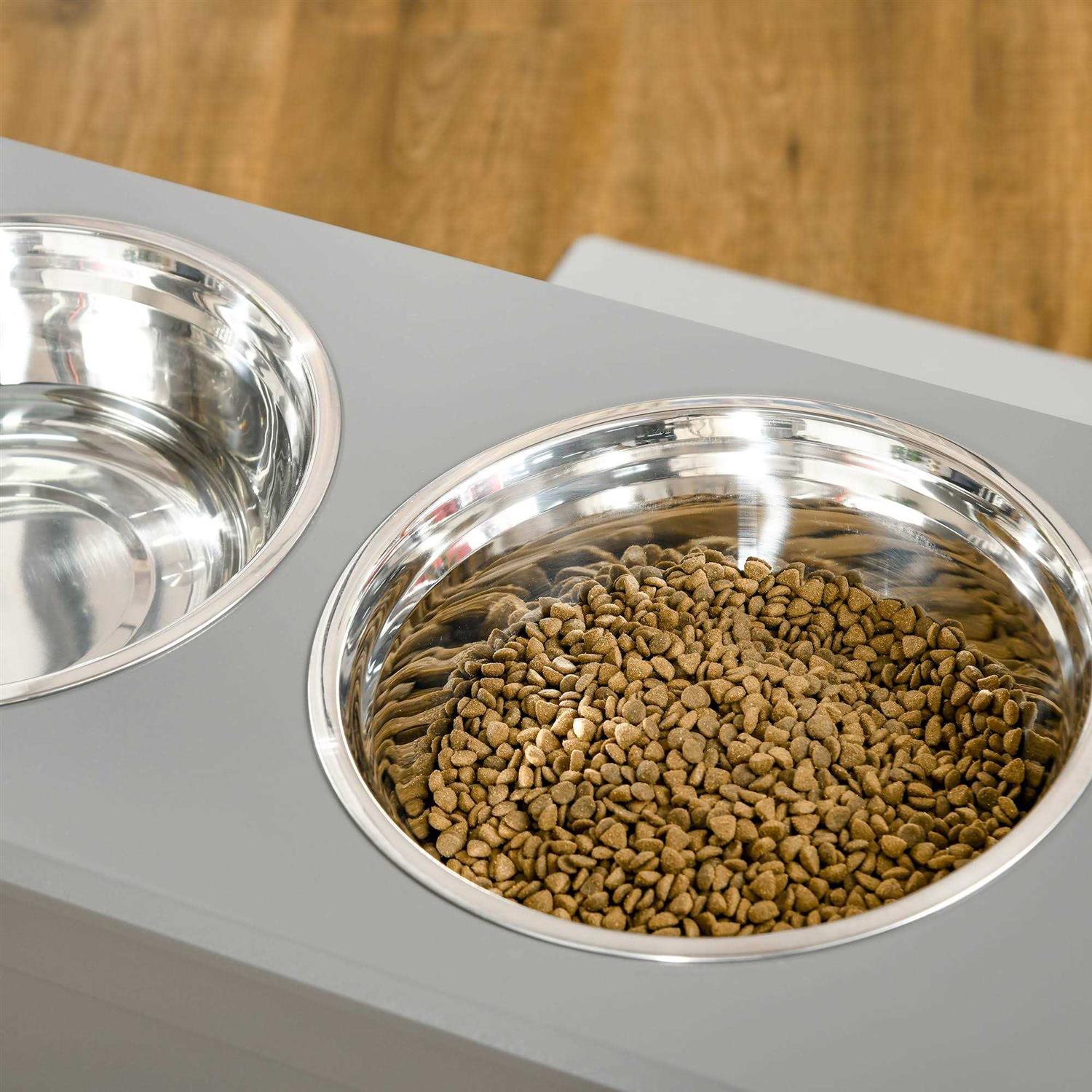 PawHut Raised Pet Feeding Storage Station with 2 Stainless Steel Bowls Base for Large Dogs and Other Large Pets - Healthber