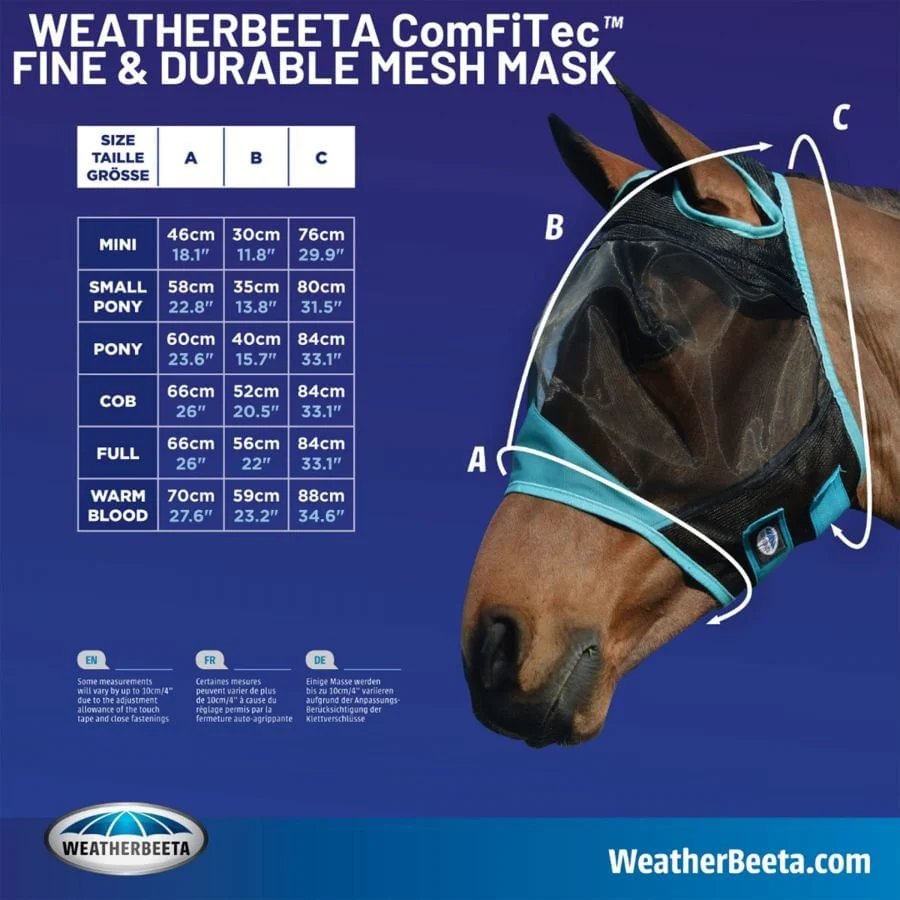 Weatherbeeta ComFITec Durable Mesh Horse Fly Mask with Nose, Black & Purple - Healthber