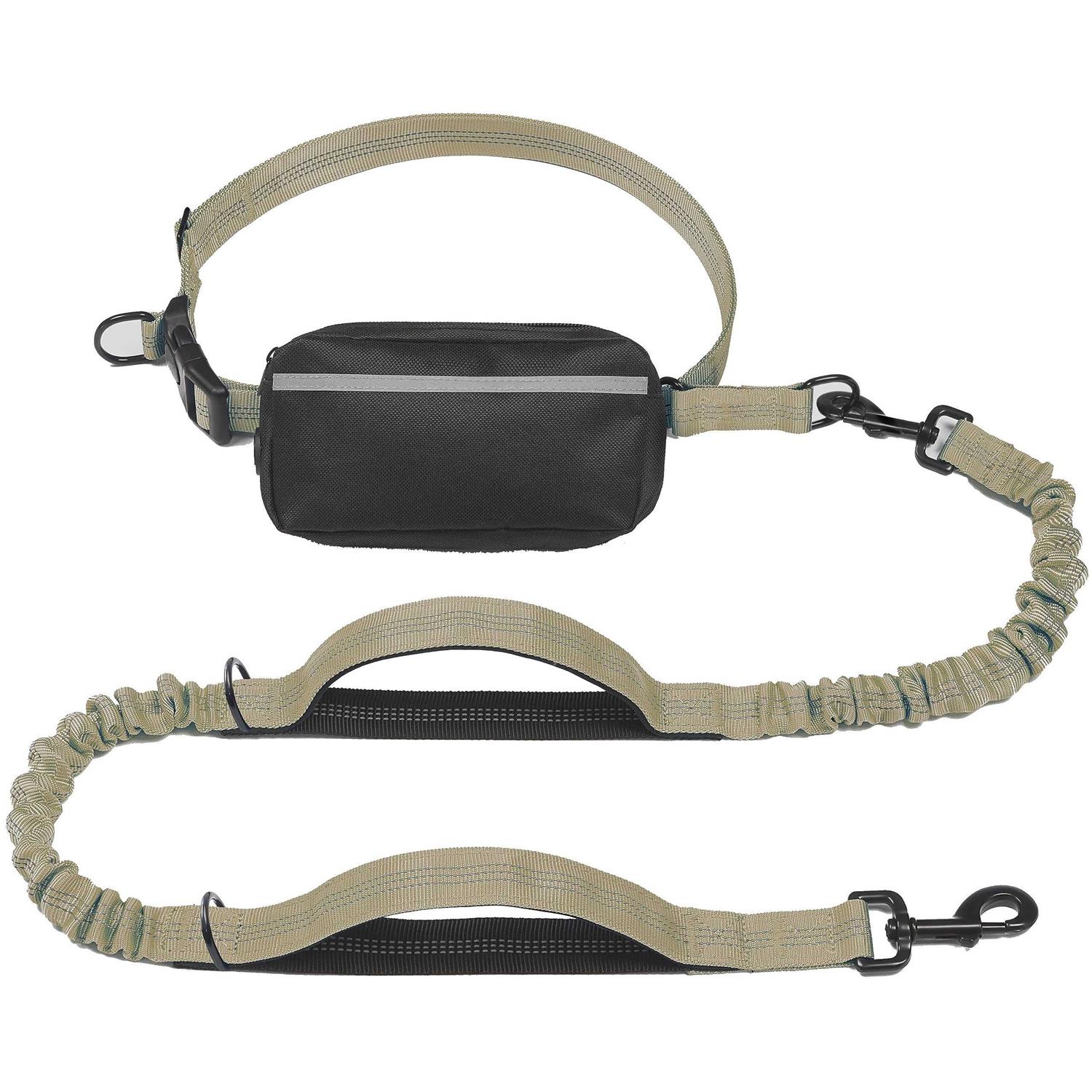 iYoShop Hands Free Dog Leash with Zipper Pouch, Dual Padded Handles and Durable Bungee for Walking, Jogging and Running Your Dog - Healthber