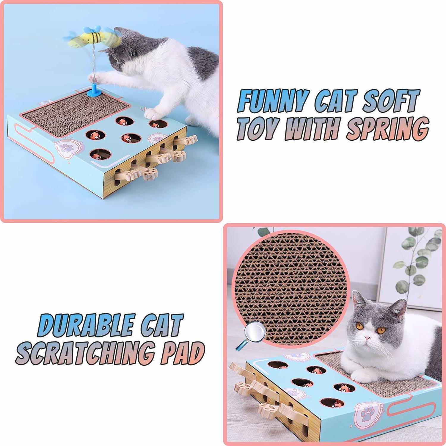 Tookincmo cat Enrichment Toys for Indoor Cats Whack a mole cat Toy with cat Scratching pad - Healthber