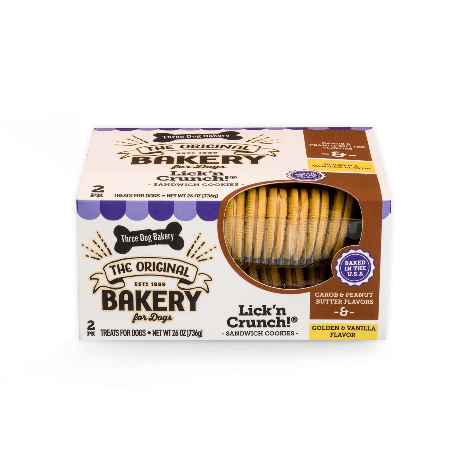 Three Dog Bakery Lick ‘n Crunch Sandwich Dog Treats - Healthber