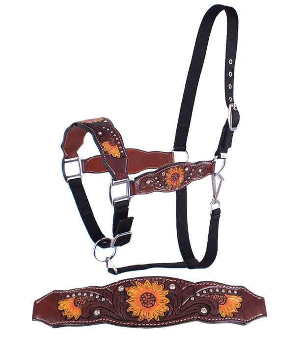 Showman Sunflower & Rhinestone Bronc Halter - Healthber