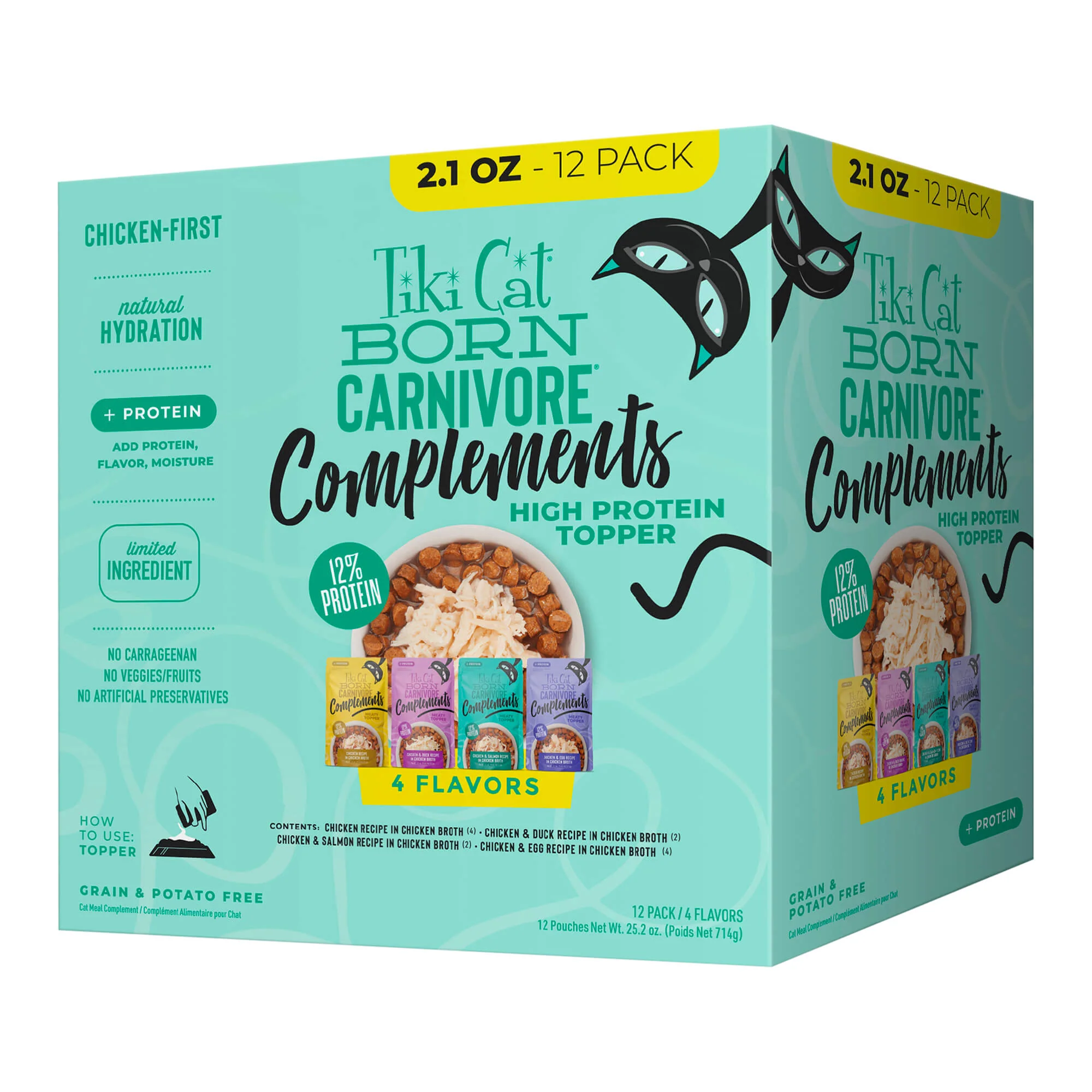 Tiki Cat Born Carnivore Complements Wet Cat Food Topper, Variety Pack - Healthber