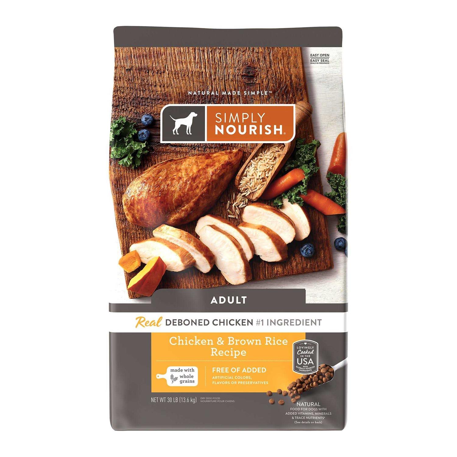 Simply Nourish Adult Dry Dog Food Natural Chicken and Brown Rice - Healthber