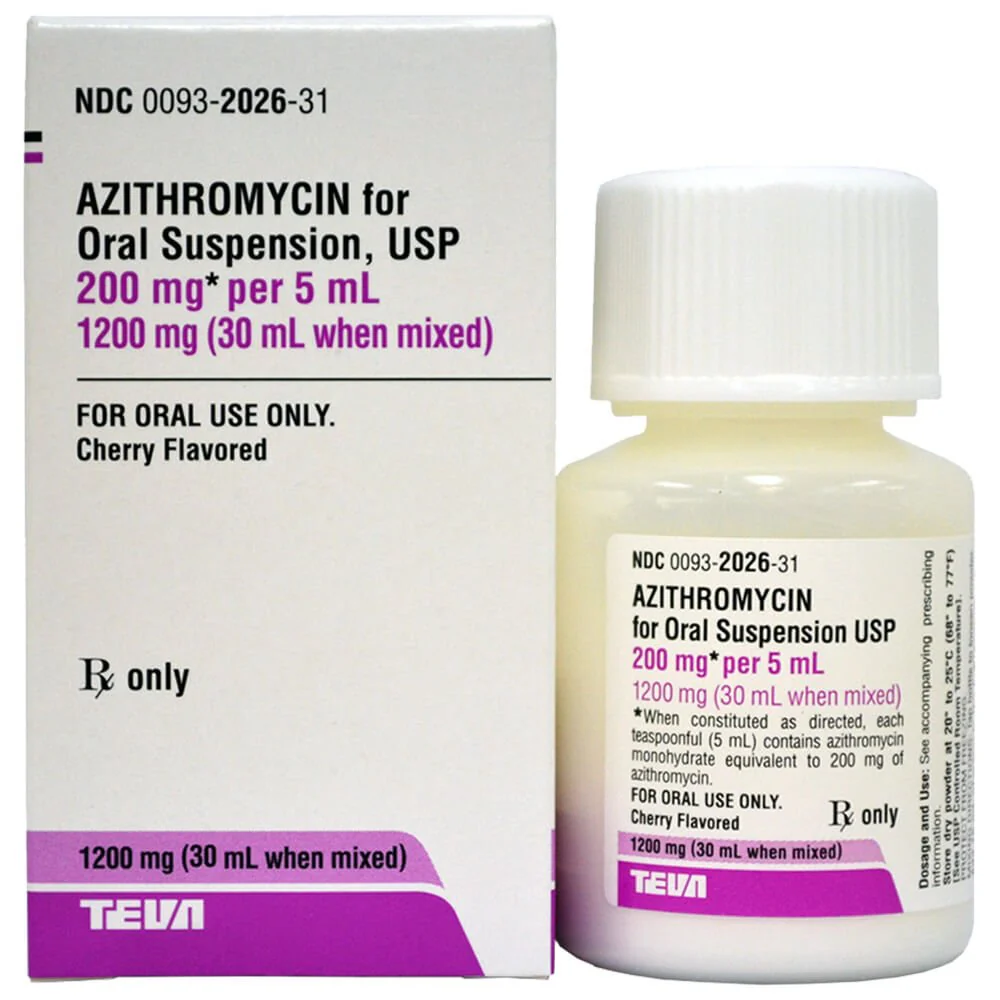 Rx Azithromycin (Generic) Oral Suspension, 200mg/5ml, 30 ml mixed - Healthber