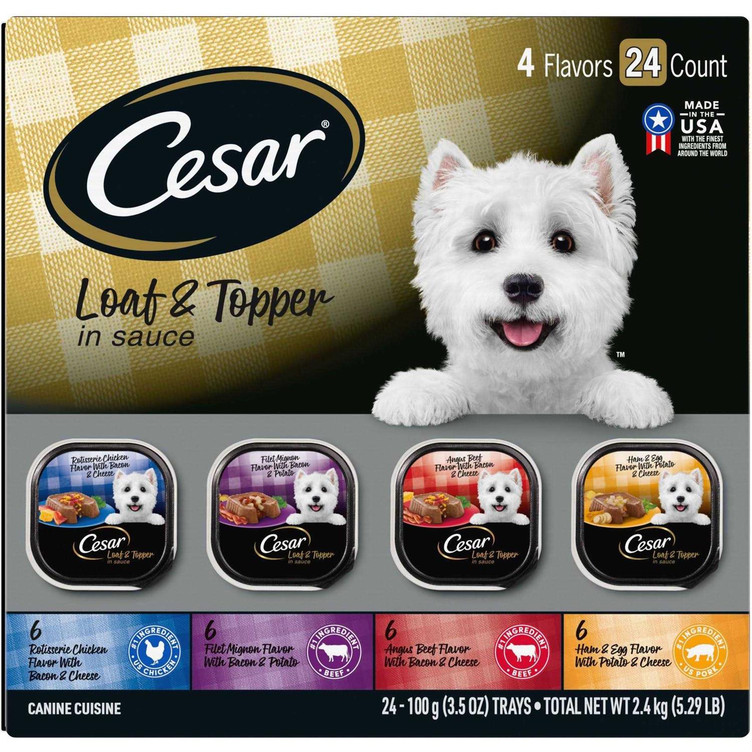 Cesar Loaf in Sauce Variety Pack Grain-Free Small Breed Adult Wet Dog Food Trays - Healthber