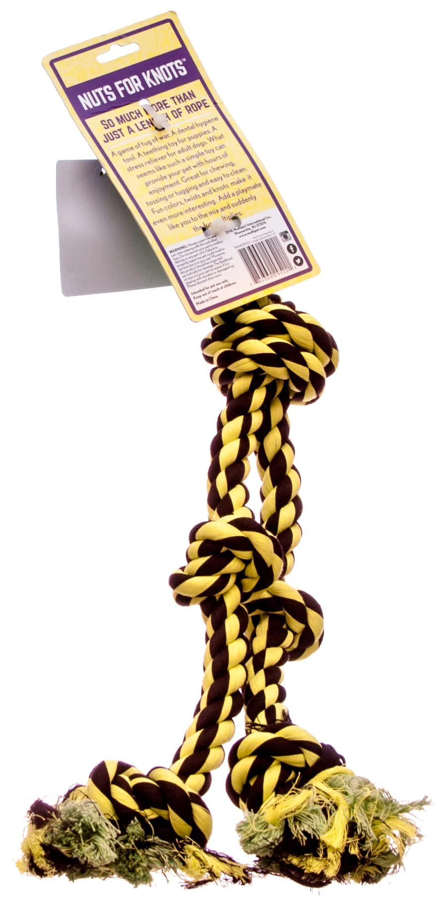 Nuts for Knots Rope Dog Tug Toy with 2 Danglers - Healthber