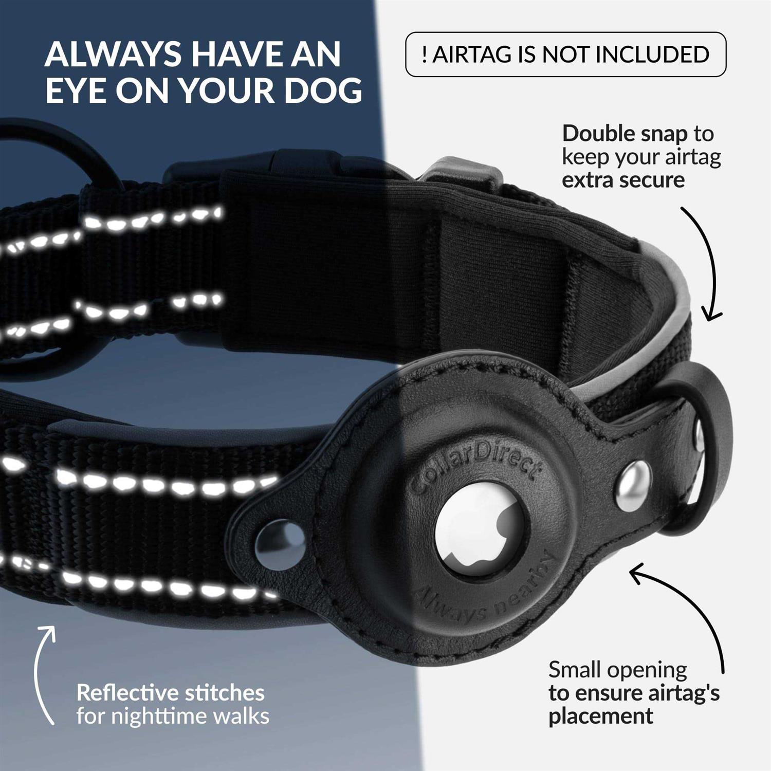 Airtag Dog Collar, CollarDirect, Reflective Dog Collar for Apple Air Tag for Large, Medium, and Small Dogs - Healthber