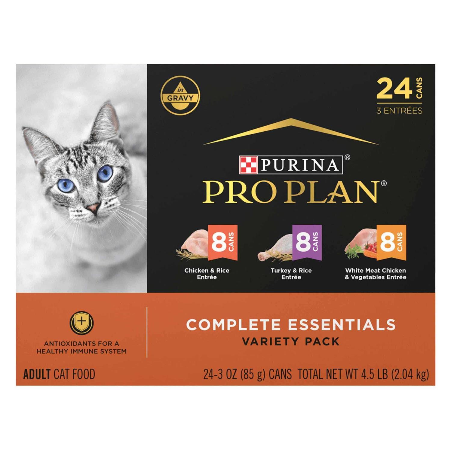 Purina Pro Plan Complete Essentials Gravy Wet Cat Food Variety Pack Chicken and Turkey Favorites - Healthber
