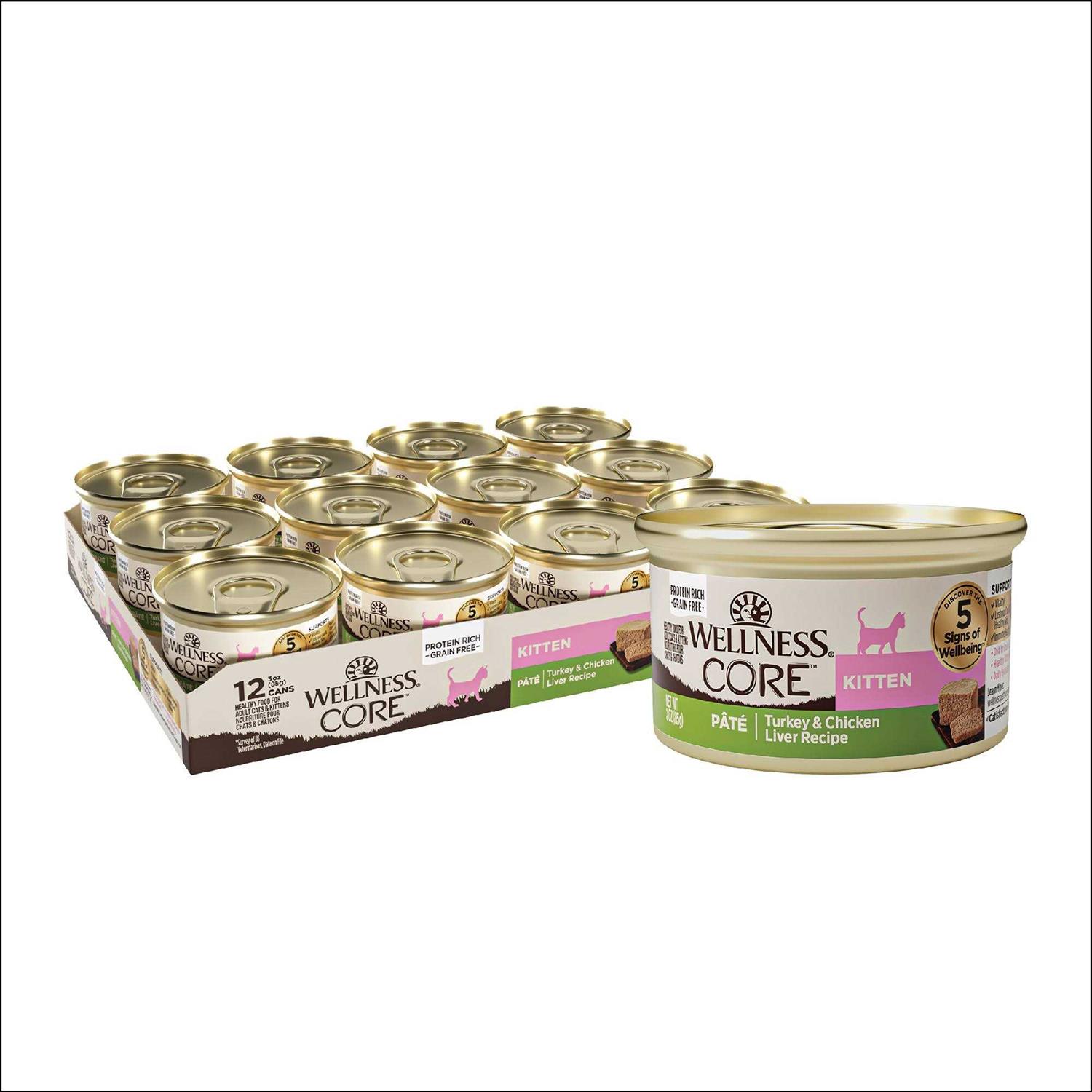 Wellness CORE Natural Grain-Free Turkey & Chicken Liver Pate Canned Kitten Food - Healthber