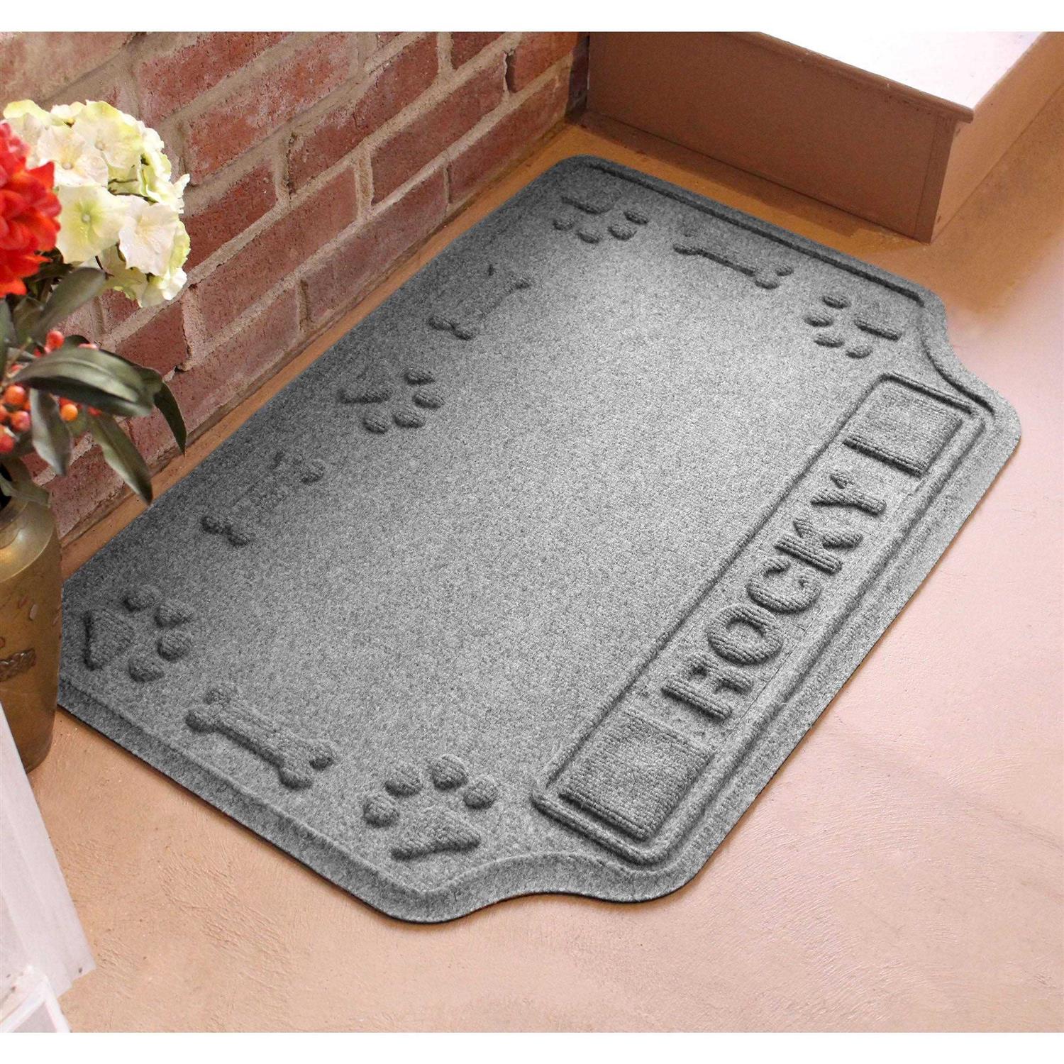 Bungalow Flooring Personalized Waterhog Drool Hog Dog Bone Dog Dinner Mat - Healthber