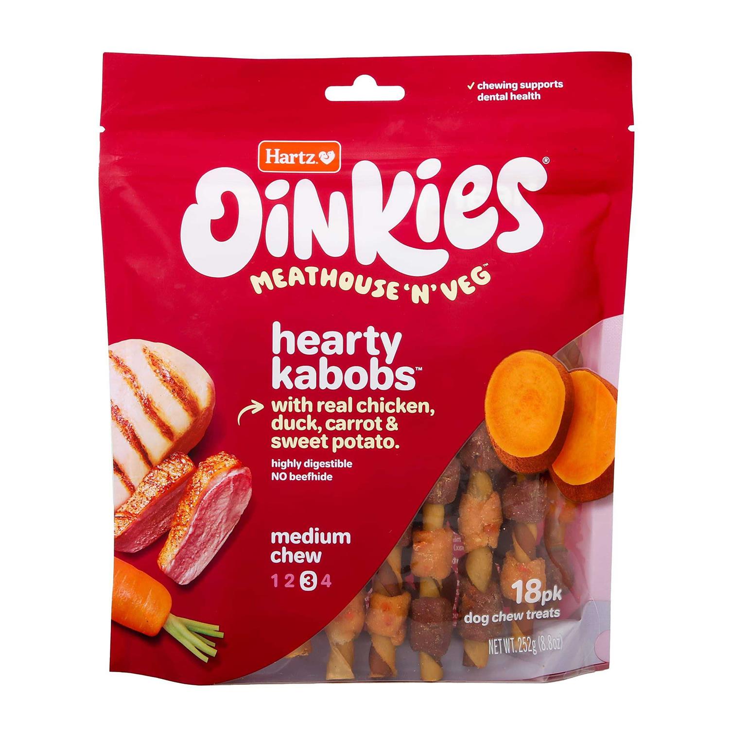 Hartz Oinkies Meathouse ‘n’ Veg Hearty Kabobs Dog Treats - Healthber