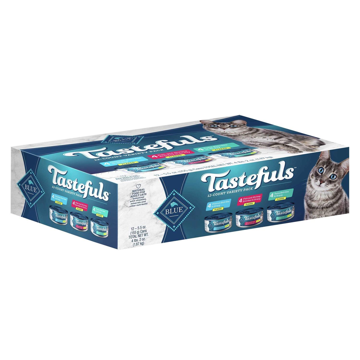 Blue Buffalo Tastefuls Tuna, Chicken and Fish/Shrimp Flaked Variety Pack Wet Cat Food - Healthber