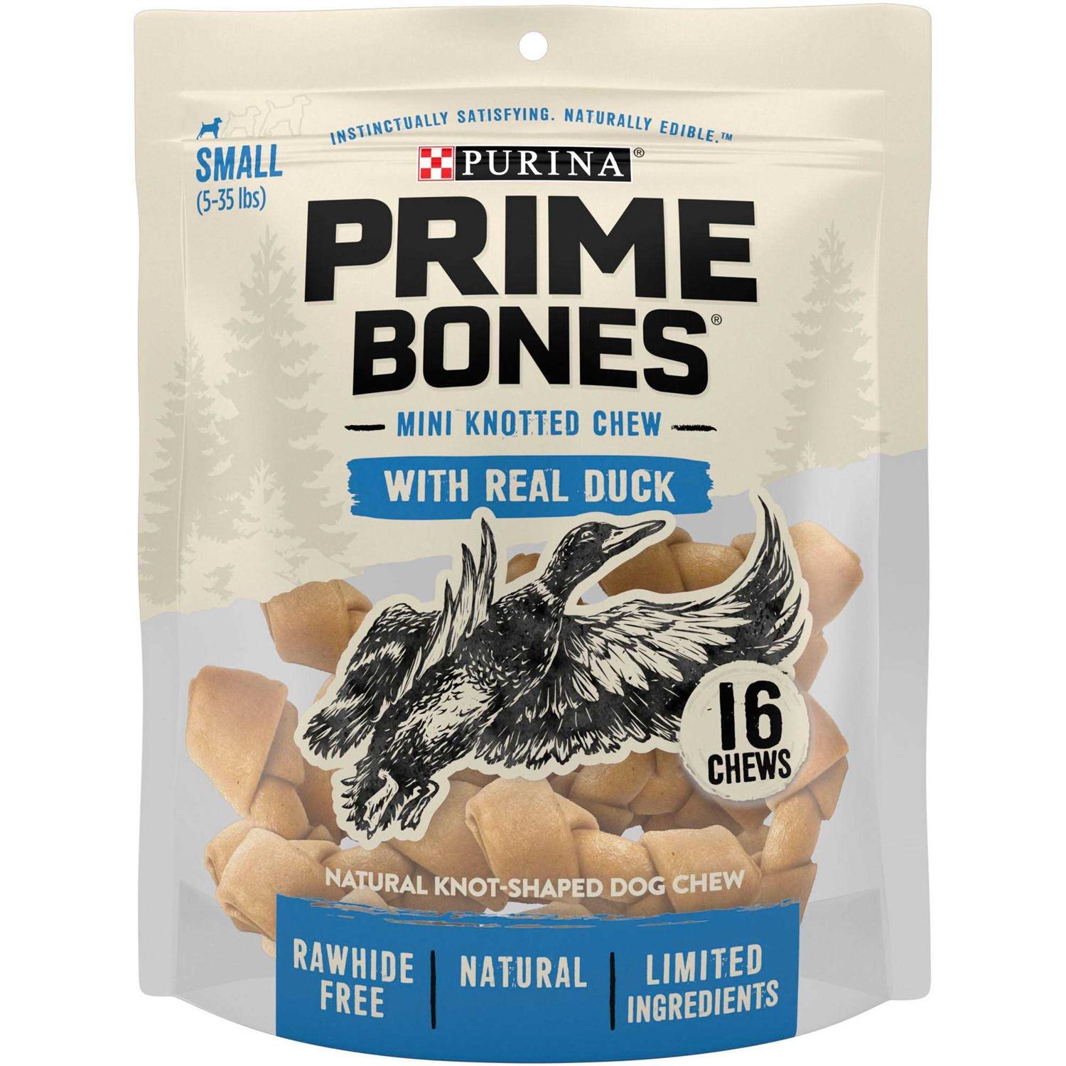 Purina Prime Bones Mini Knotted Chews Rawhide Free Natural Dog Treats - Healthber