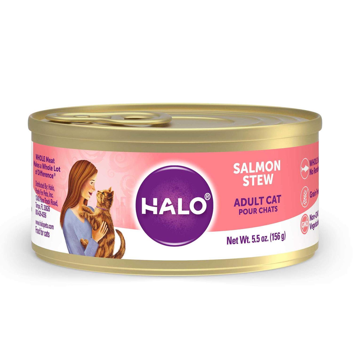Halo Grain Free Salmon Stew Adult Cat Food - Healthber