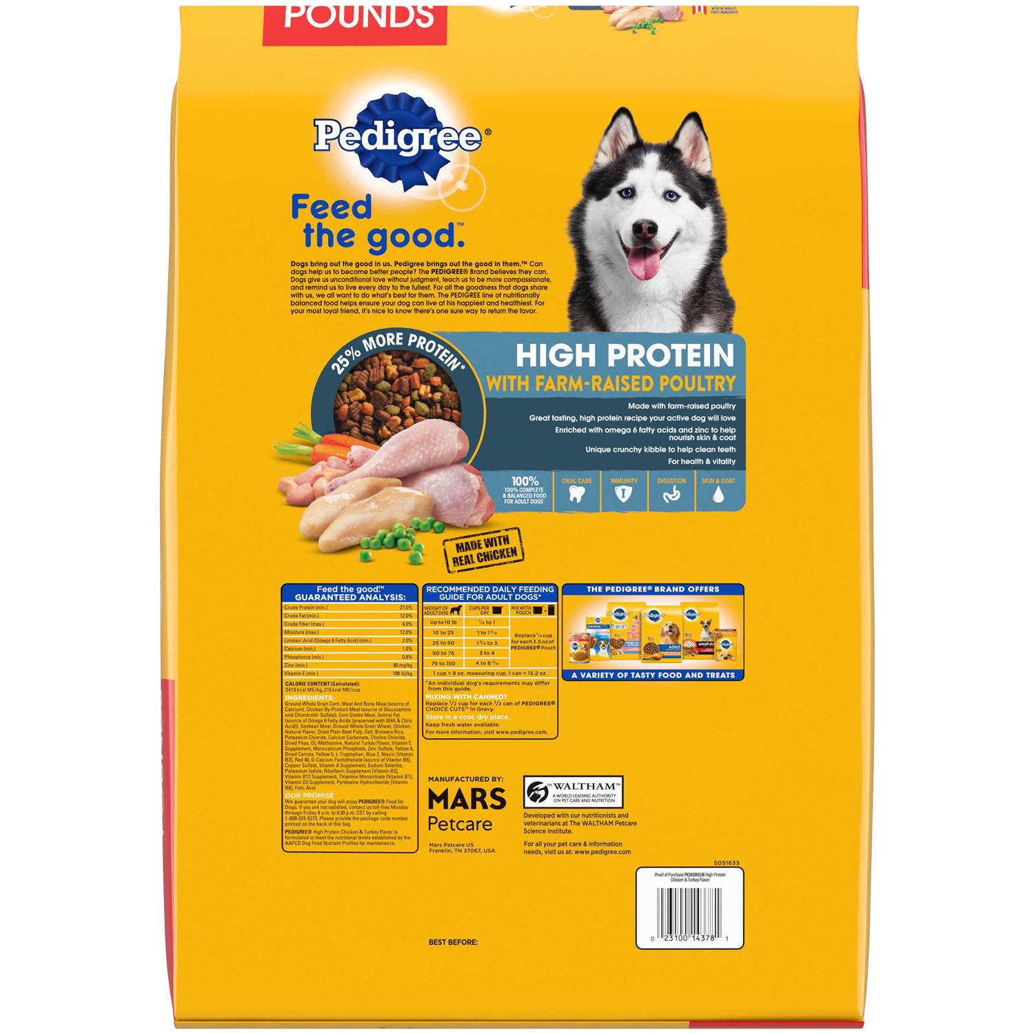 Pedigree High Protein Adult Dry Dog Food Chicken and Turkey - Healthber