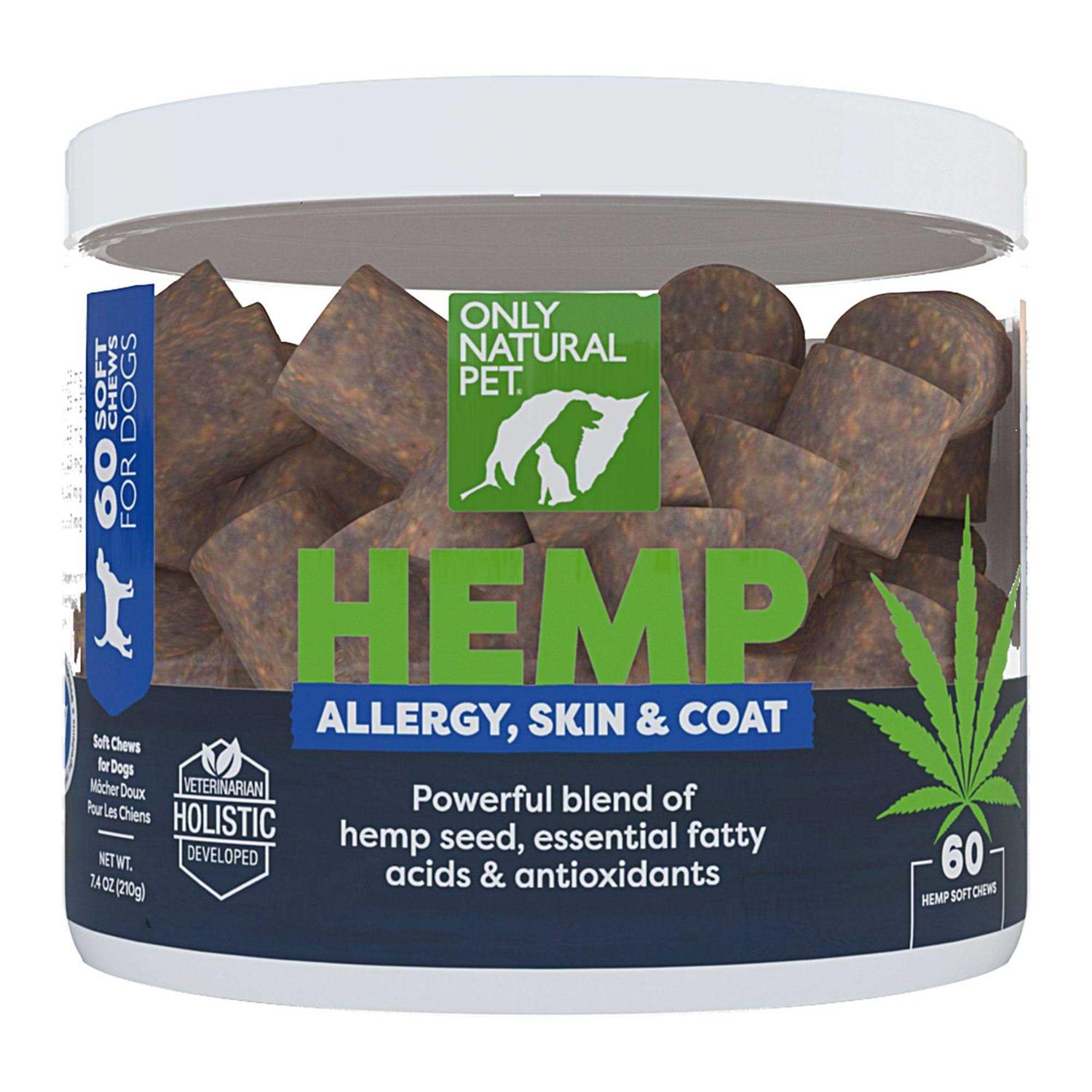 Only Natural Pet Allergy Skin & Coat Hemp Soft Chews - Healthber