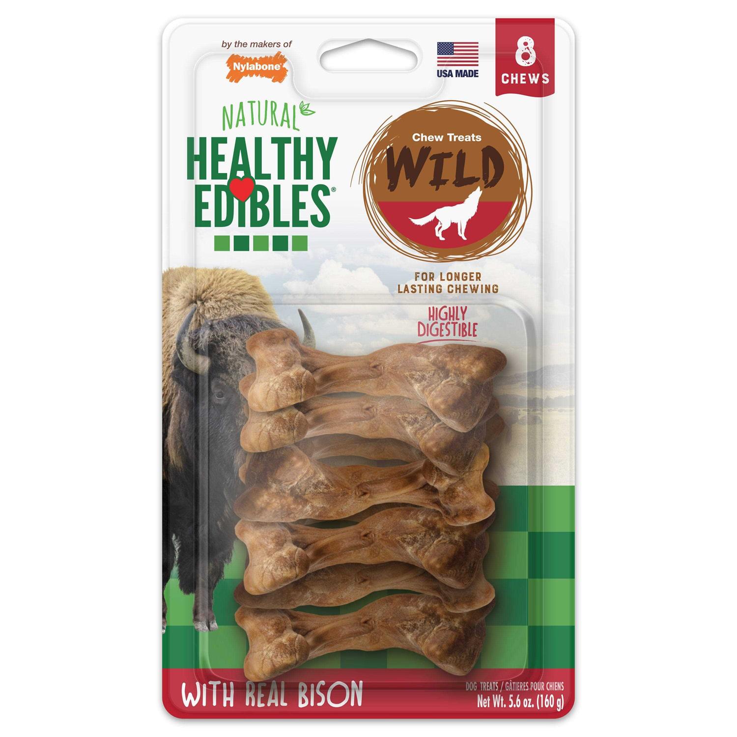 Nylabone Healthy Edibles Wild Natural Bison Chew Treats - Healthber