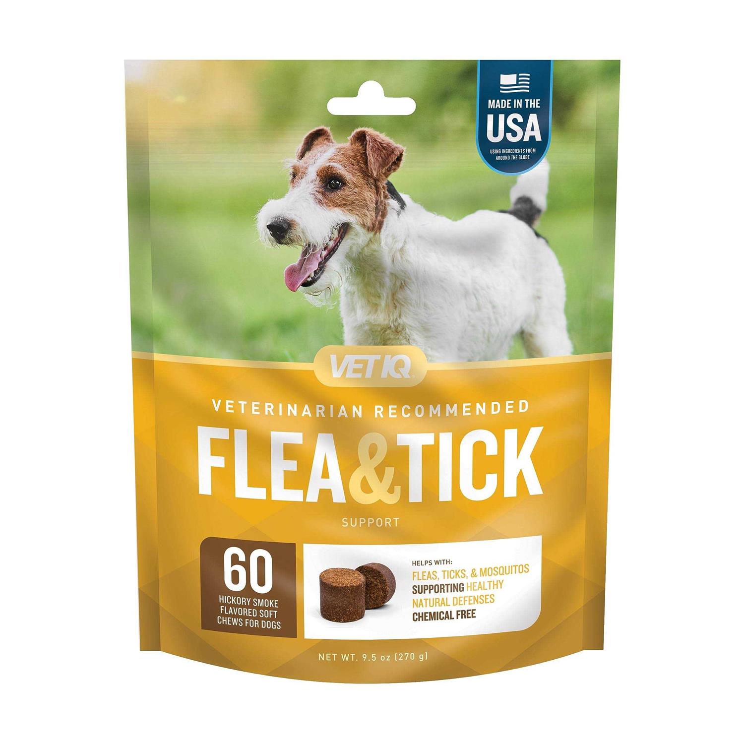 VetIQ Hickory Smoke Flavored Soft Chews Flea & Tick Support for Dogs - Healthber