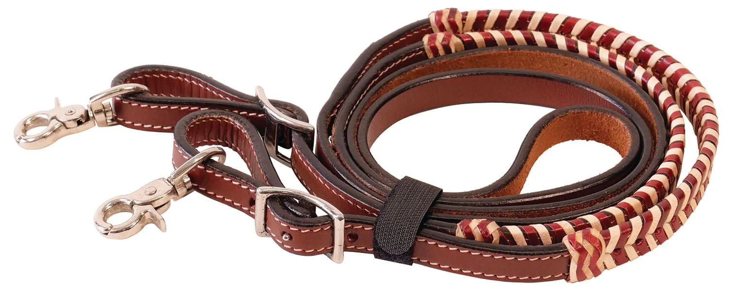 Brown Rawhide Laced Roping Rein, 7' - Healthber