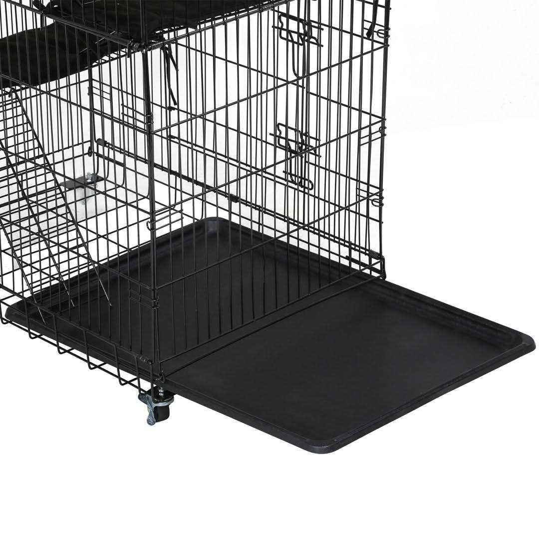 BestPet Cat Cage Crate Kennel 48 inches Cat Playpen with Free Hammock 3 Cat Bed 2 Front Doors 2 Ramp Ladders Perching Shelves - Healthber