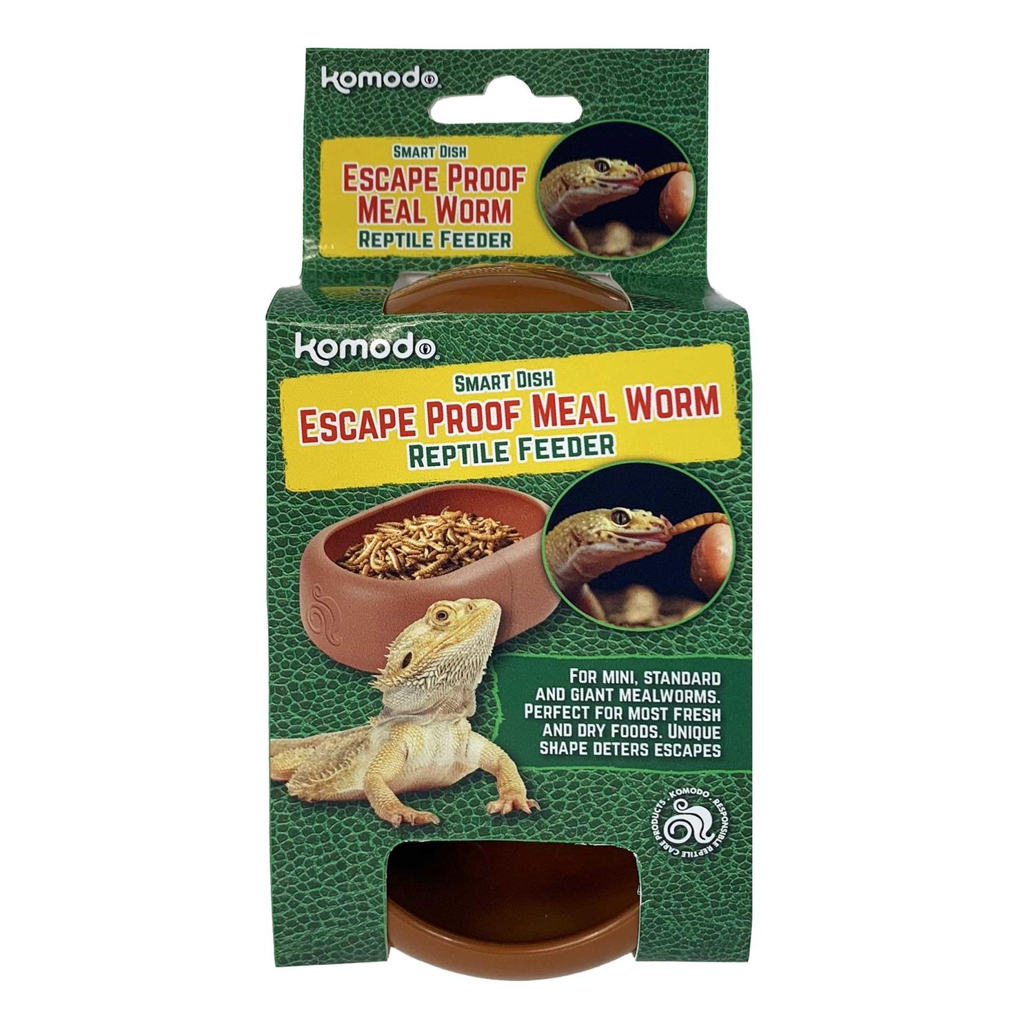 Komodo Smart Mealworm Reptile Feeding Dish for Aquarium or Reptile Tank - Healthber
