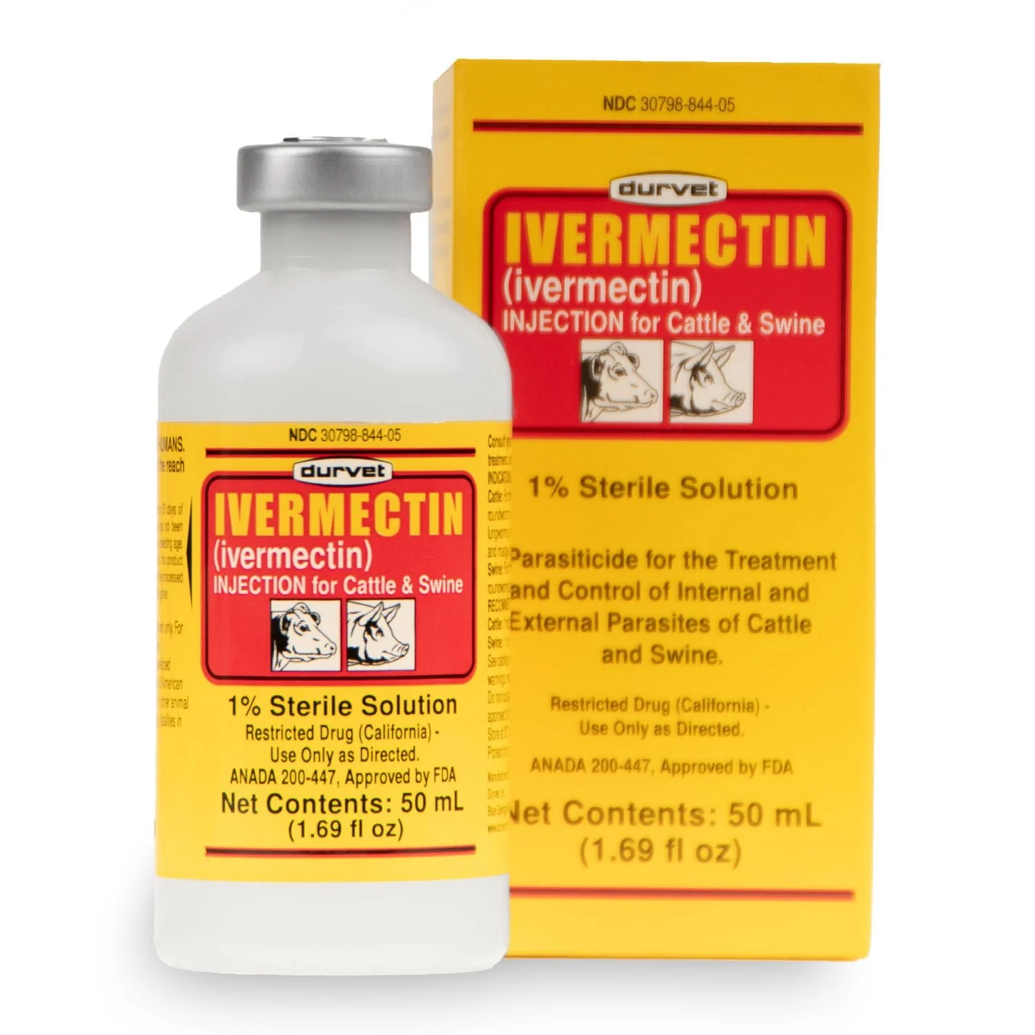 Durvet 1% Ivermectin Injection, Cattle and Swine Dewormer - Healthber