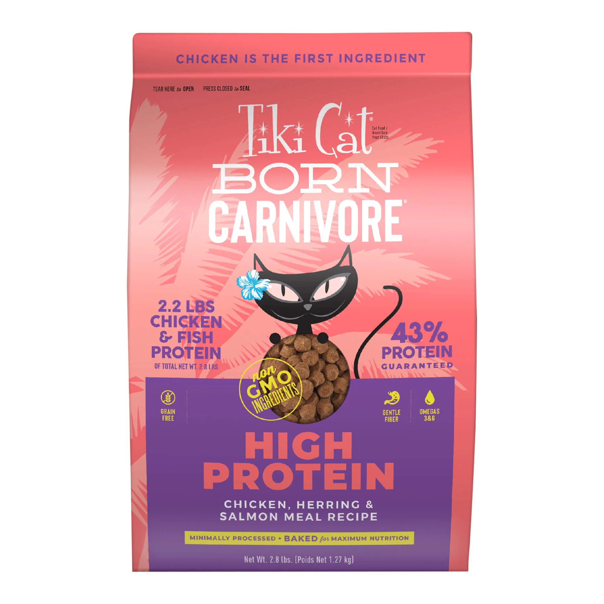 Tiki Cat Born Carnivore High Protein Dry Cat Food, Chicken, Herring & Salmon Meal - Healthber