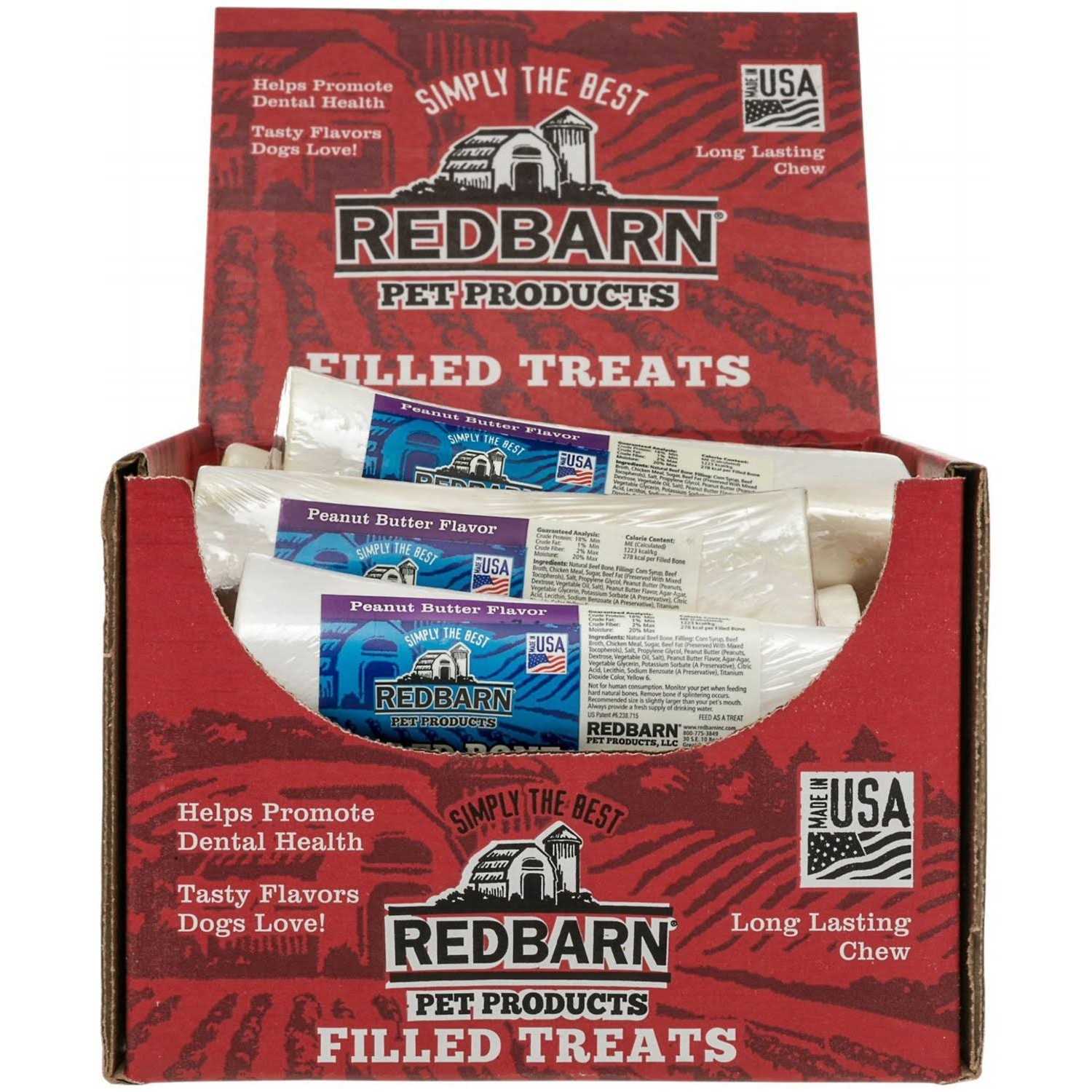 Redbarn Small Peanut Butter Filled Bones Dog Treats - Healthber