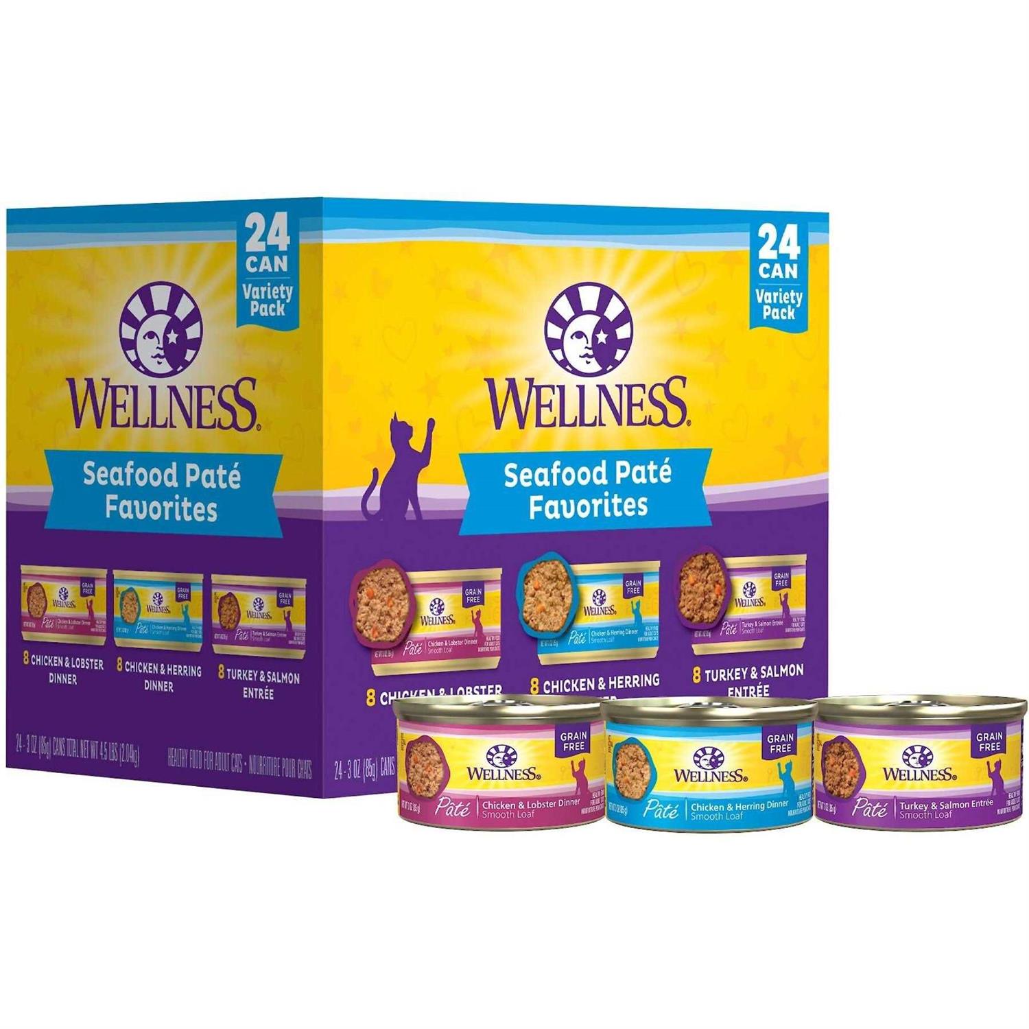 Wellness Complete Health Seafood Pate Favorites Variety Pack Wet Adult Cat Food - Healthber