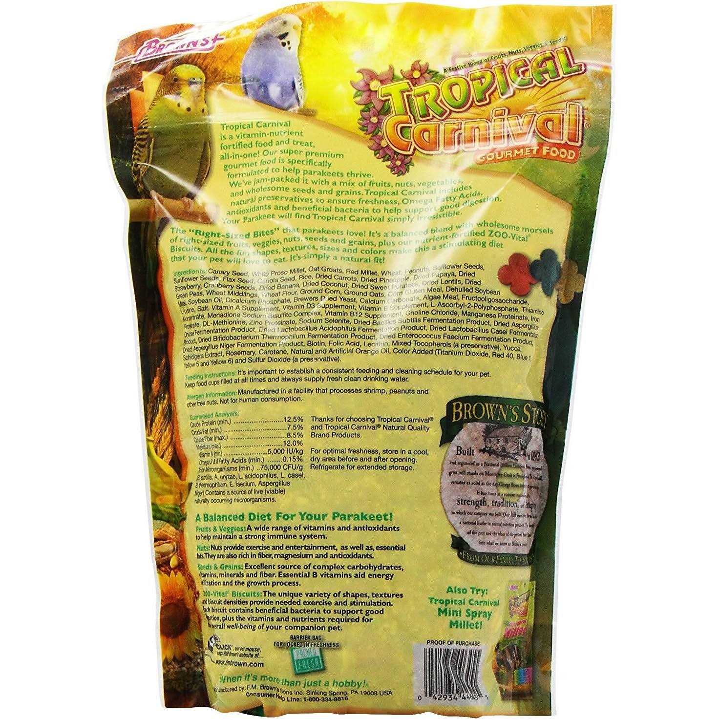 Brown’s Tropical Carnival Parakeet Food - Healthber