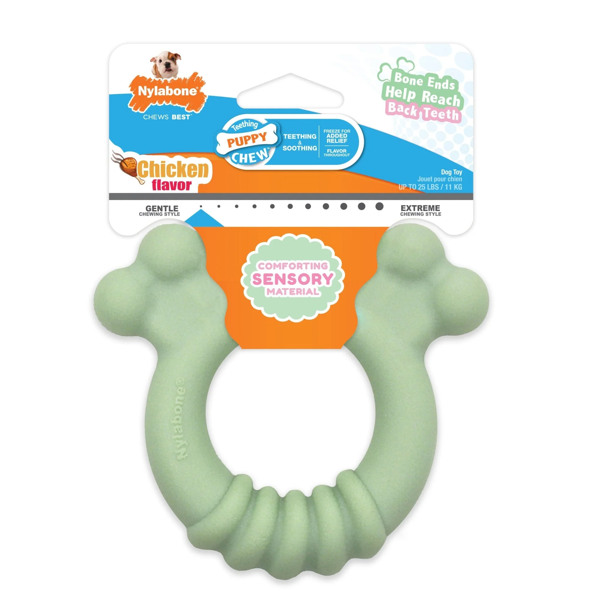 Sensory Material Puppy Teething Ring, Chicken, Small/Regular, Up to 25 Ibs - Healthber