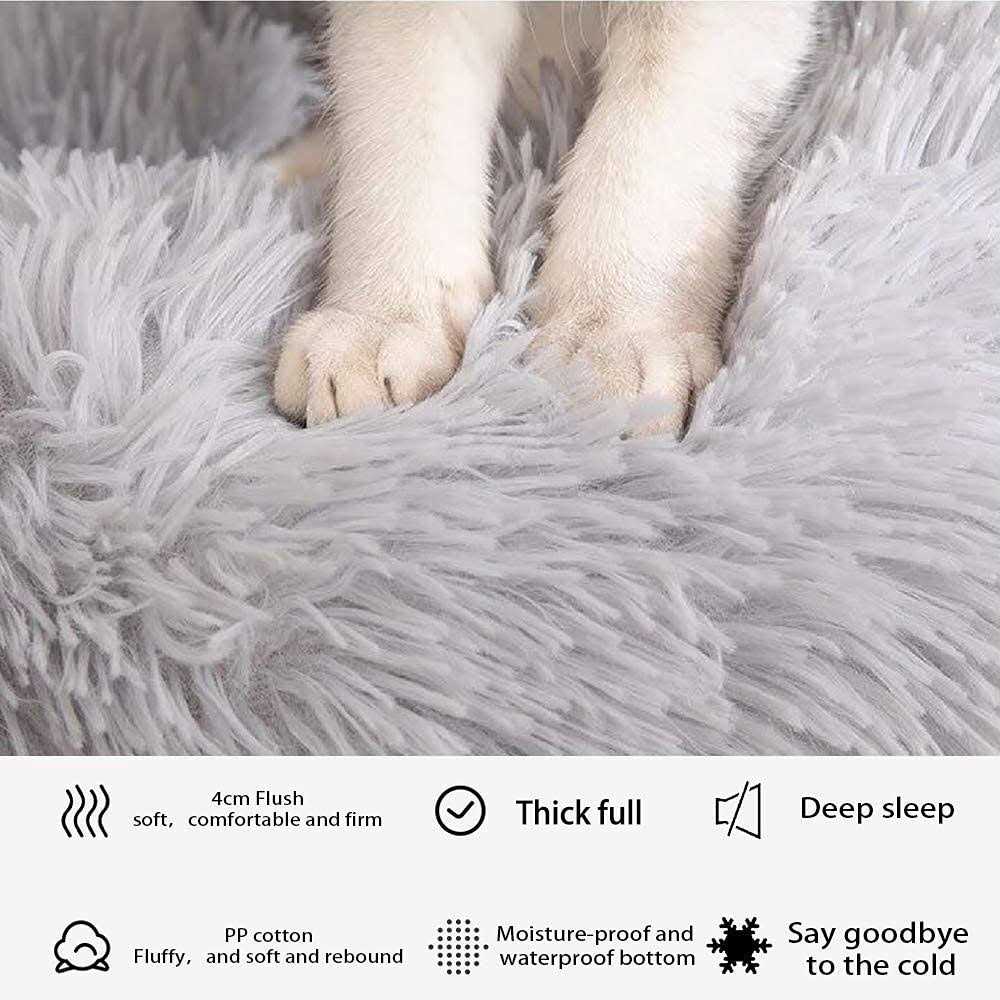 Gavenia Washable Donut Cat and Dog Bed,Soft Plush Pet Cushion,Waterproof Bottom - Healthber
