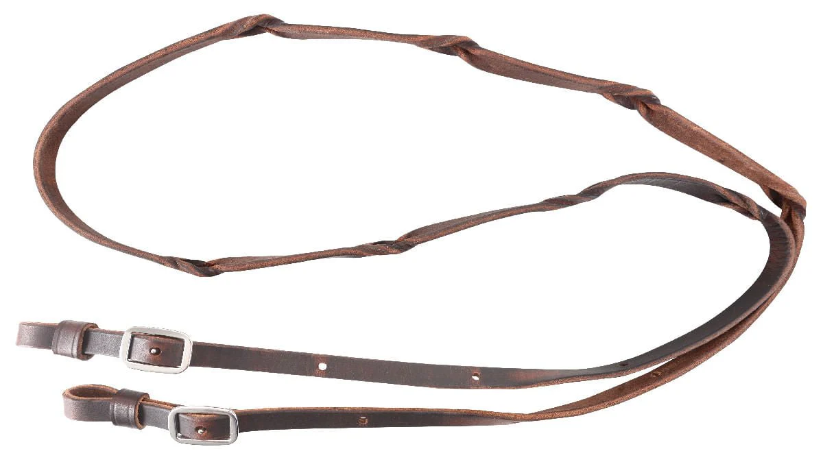Classic Equine Blood Twist Latigo Leather Barrel Rein for Horses - Healthber