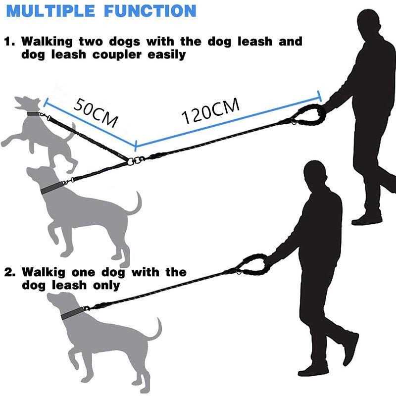 iYoShop Double Dog Leash 360 Swivel No Tangle Dual Dog Walking Leash - Healthber