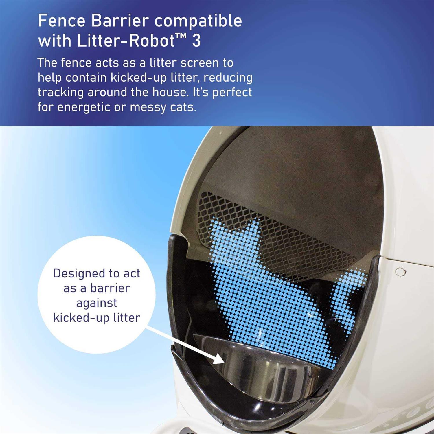 Pet Standard Fence/Litter Barrier Compatible with Litter-Robot 3 Connect, Reduces Tracking, Helps Contain Kicked-Up Litter and Prevent Messes - Healthber
